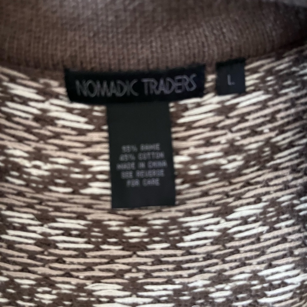 Nomadic Traders Cardigan Sweater L Fair Isle Brown Multicolor Full Zip Nordic - Picture 4 of 6